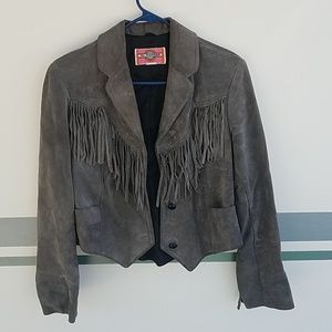 Vintage Leather jacket suede - Western cut grey